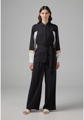 Solid Straight Wide Leg Trousers