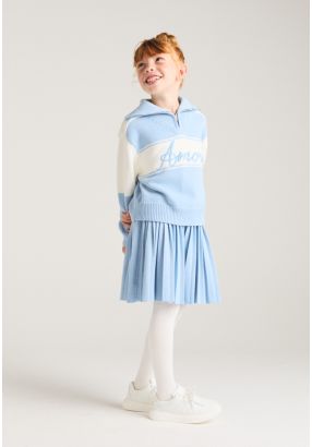 Ribbon Pleated Skirt