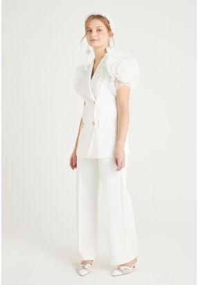 Metallic Hammered Buttons Trousers