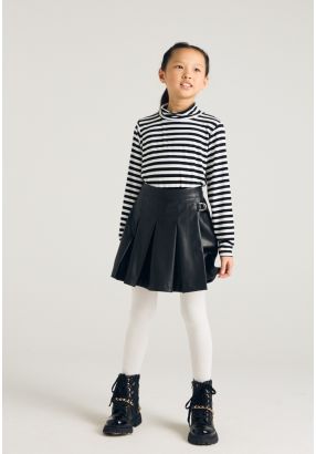 PU Leather Pleated Skort