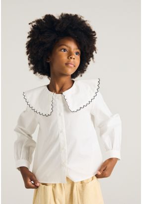 Contrast Embroidered Shoulders Shirt