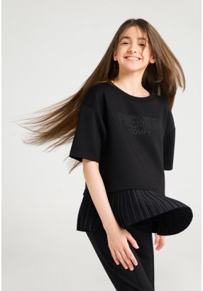 Pleated Hem T Shirt