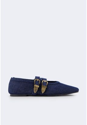 Double Strap Denim Flats