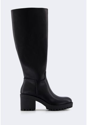 Chunky PU Leather Boots