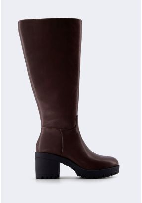 Chunky PU Leather Boots