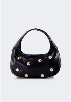 Dramatic Studs Glossy Handbag