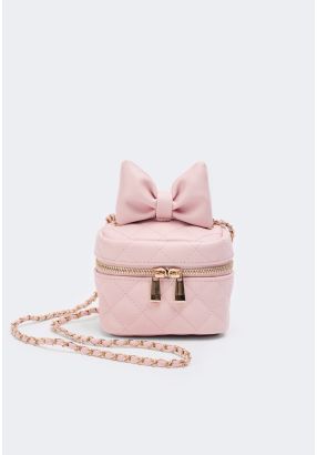Bow Embellished Quilted Crossbody Bag