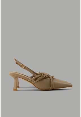 Matte Strap Sling Back Heels