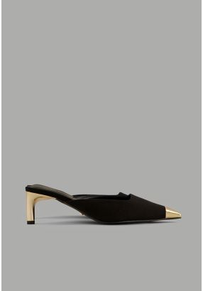 Metallic Suede Heeled Mules