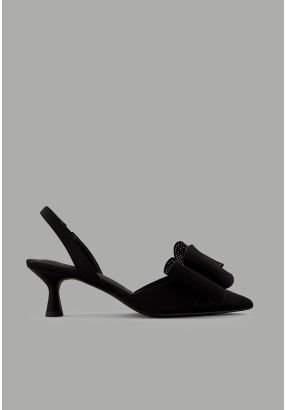 Embellished Elastic Strap Sling Back Heels