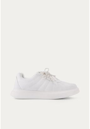 Faux Pearls Embellished Sneakers