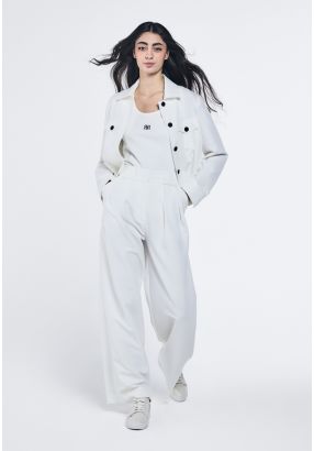 High Waist Wide Leg Solid Trousers