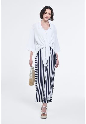 Wide Leg Striped Trousers