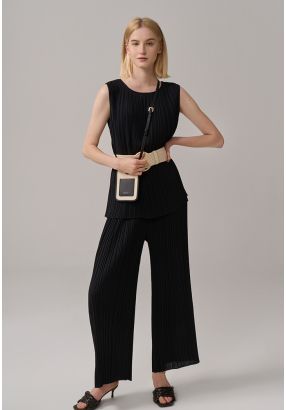 High-Waist Wide Legs Pleated Trousers