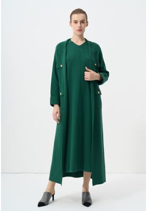 Solid Drop Shoulder Knitted Winter Abaya
