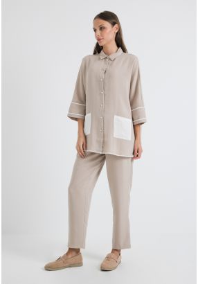 Solid High Waist Trousers