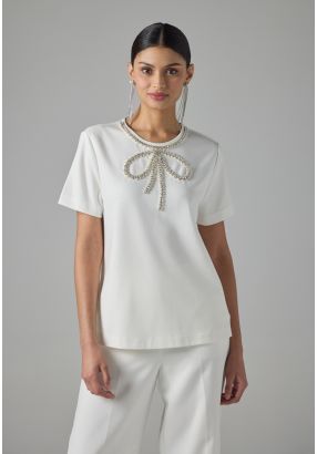 Solid Crystal Embellished T-Shirt