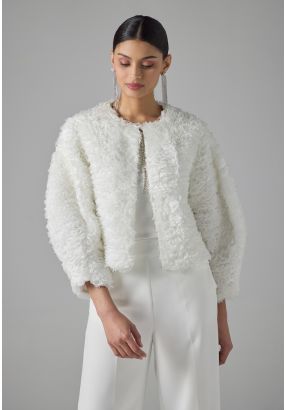 Single Tone Long Sleeve Ruffle Jacket