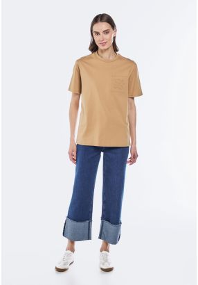 Straight Cut Folded Hem Jeans