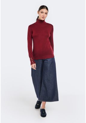 Solid Denim Palazzo Trousers