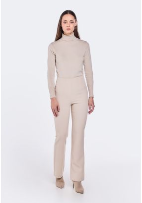 Solid High Waist Trouser