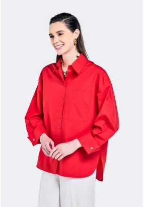 Drop Shoulder High Low Shirt