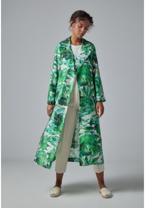 Floral Print Belted Coat