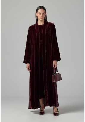 Solid Velvet Open Abaya