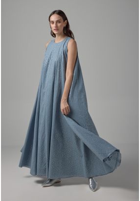 Sequin Embellished Belted Maxi Dress