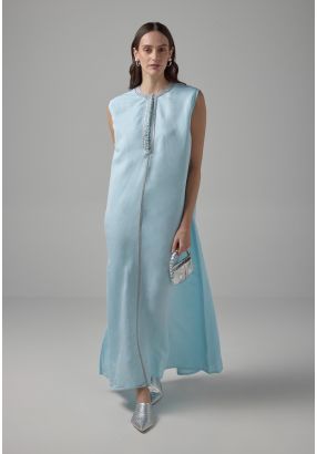 Sleeveless Flared Lurex Kaftan Dress