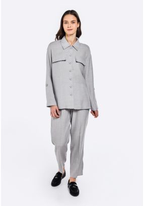 Elasticated Waist Textured Trousers