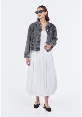 Solid Bubble Hem Skirt