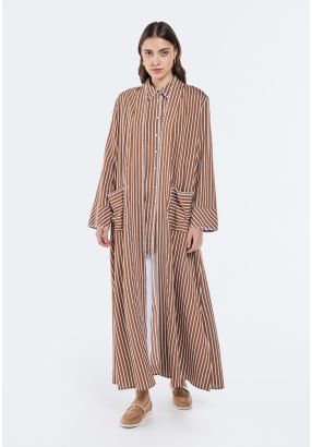 Striped Stitch Embellished Abaya