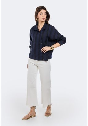 Wide Leg High Waist Denim Trousers