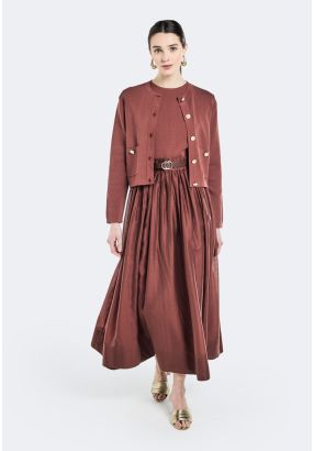 Knitted Bodice Woven Skirt Dress