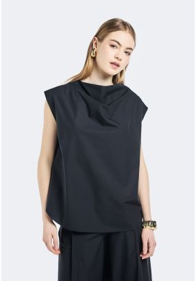 Sleeveless Draped Neck Top