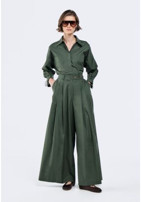 Pleated-Waist Palazzo Trousers