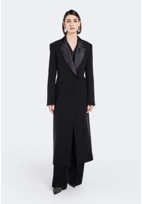 Satin Notched Collar Coat