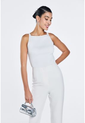 Crystal Embellished Ribbed Top