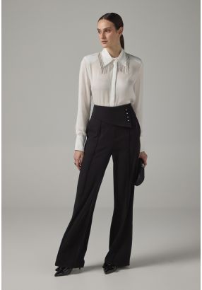 Pin Tuck Wide Leg Basic Trousers