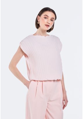 Pleated Elastic Waist Top