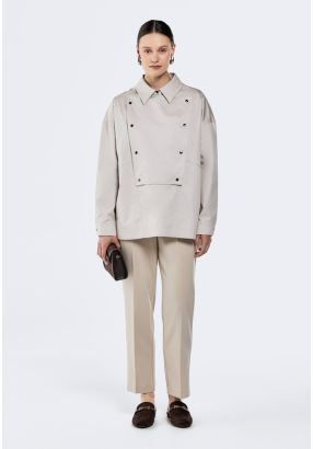 Solid Elastic Waist Trousers