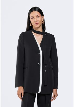 Contrast Lapel Blazer