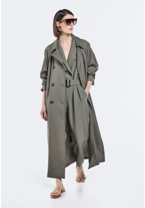 Double Breasted Belted Trench Coat