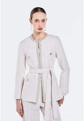 Pearl Embellished Tweed Jacket