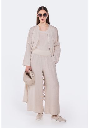 Solid Linen Palazzo Trousers