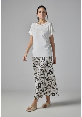 Printed Elastic Waistband Skirt