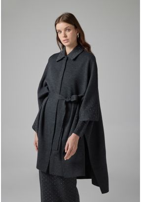 Crystal Embellished Knitted Cape