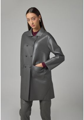 PU Leather Midi Jacket