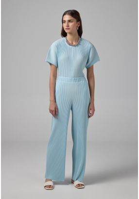 Solid Pleated Wide Legs Trousers